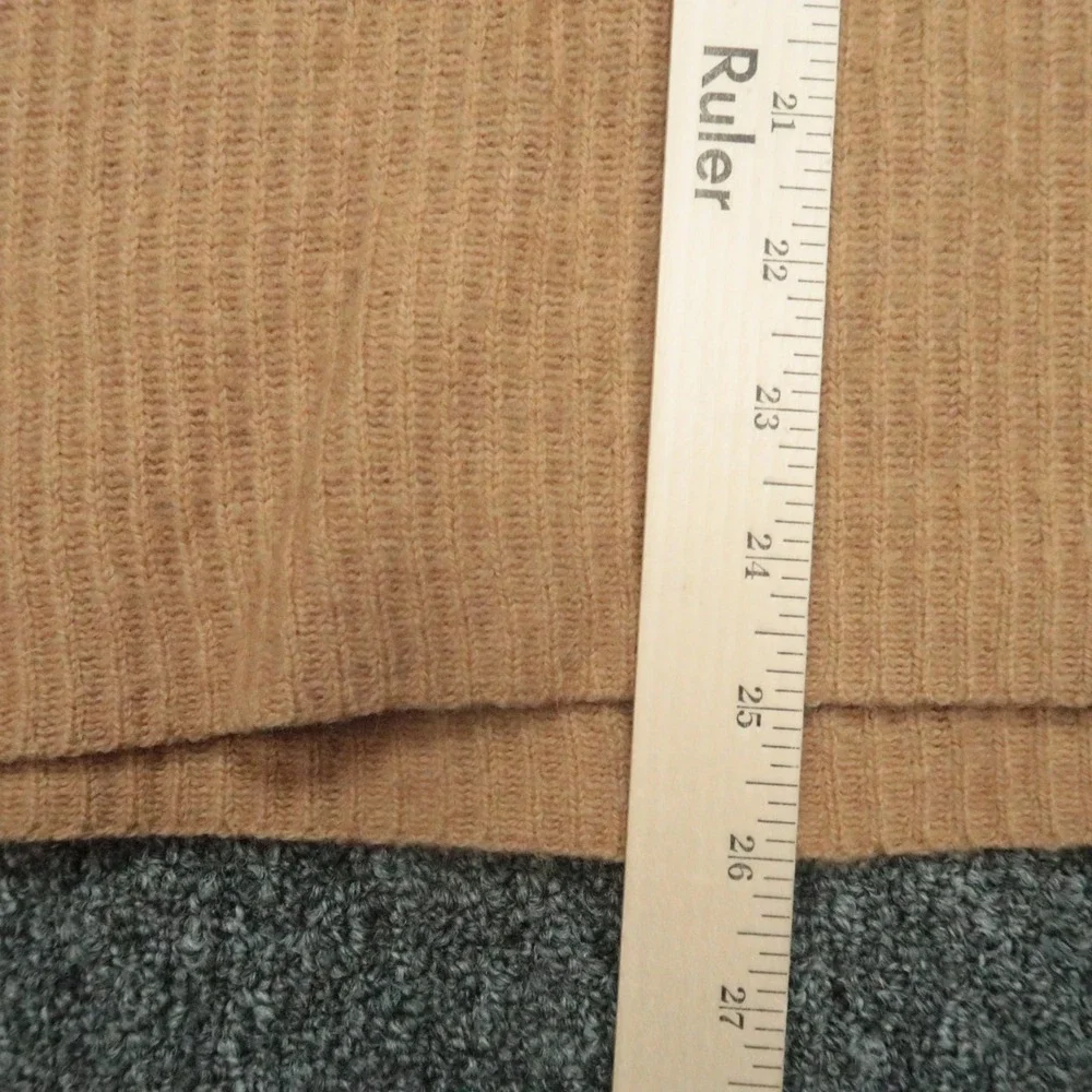 Banana Republic Sweater Men Large Brown Half Zip Pullover Ribbed Wool Camel Hair